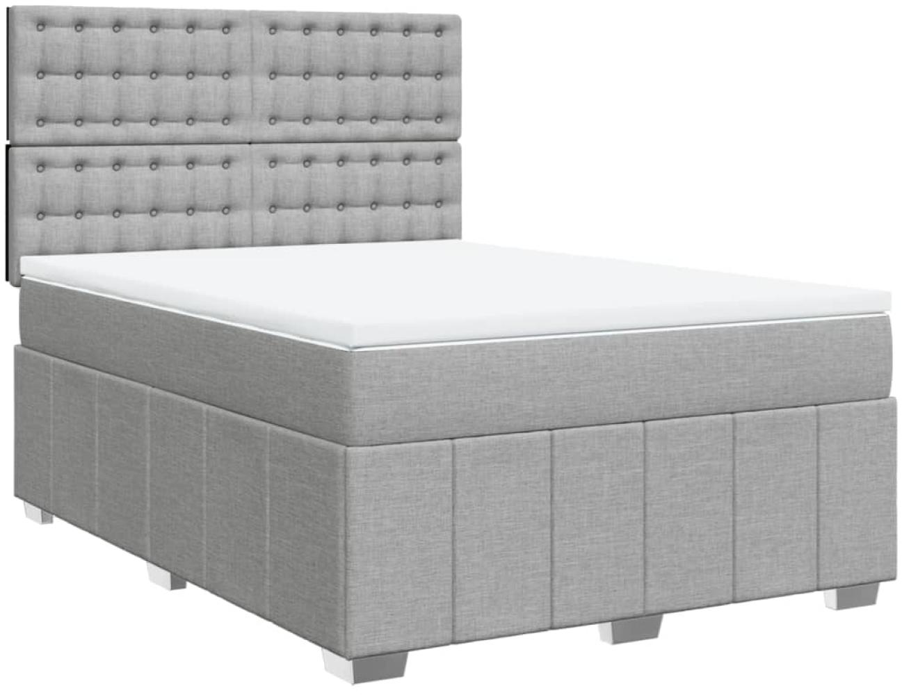 vidaXL Boxspringbett mit Matratze Hellgrau 140x200 cm Stoff 3291705 Bild 1
