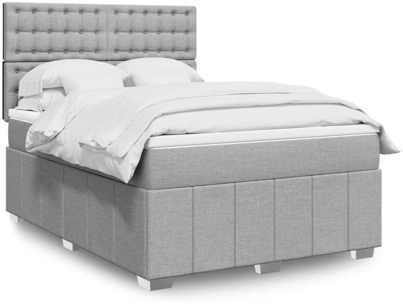 vidaXL Boxspringbett mit Matratze Hellgrau 140x200 cm Stoff 3291705 Bild 1