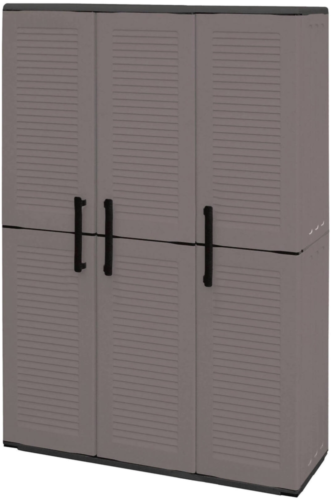 Dmora Amordel Outdoor-Garderobe, Outdoor-Möbel, Mehrzweck-Balkongarderobe, 100 % Made in Italy, Grau und Schwarz, gestreifte Oberfläche, 102 x 37 x 163 cm Bild 1