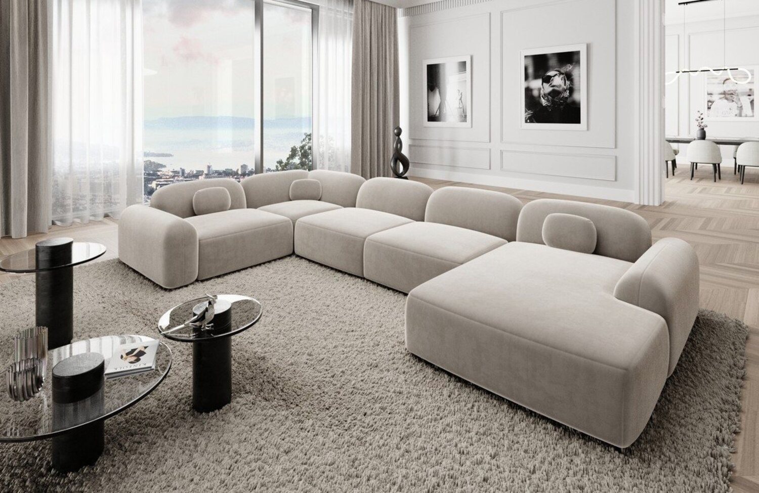 Sofa Dreams Wohnlandschaft Stoff Sofa Polstersofa Stoffcouch Stoffsofa Barcelona U Form Couch, Loungesofa Bild 1