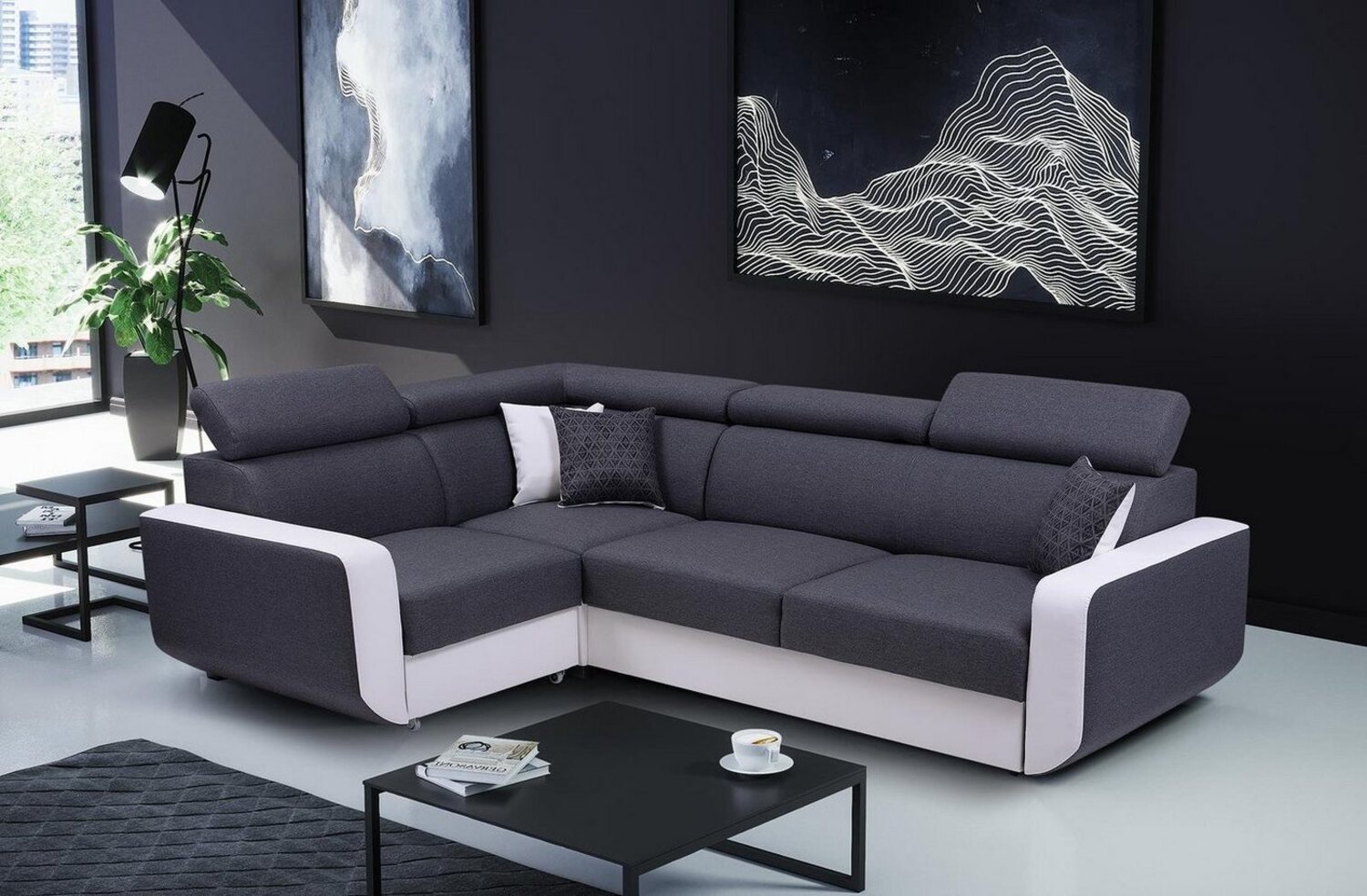 Beautysofa Ecksofa Ecksofa MILO mit Schlaffunktion und Bettkasten Polstersofa, Modern Design Bild 1