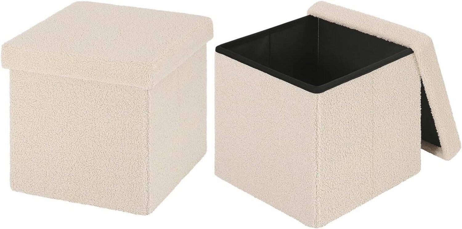 EUGAD Sitzhocker (2 St), mit Stauraum, Faltbarer Hocker, aus Teddyfleece Bild 1