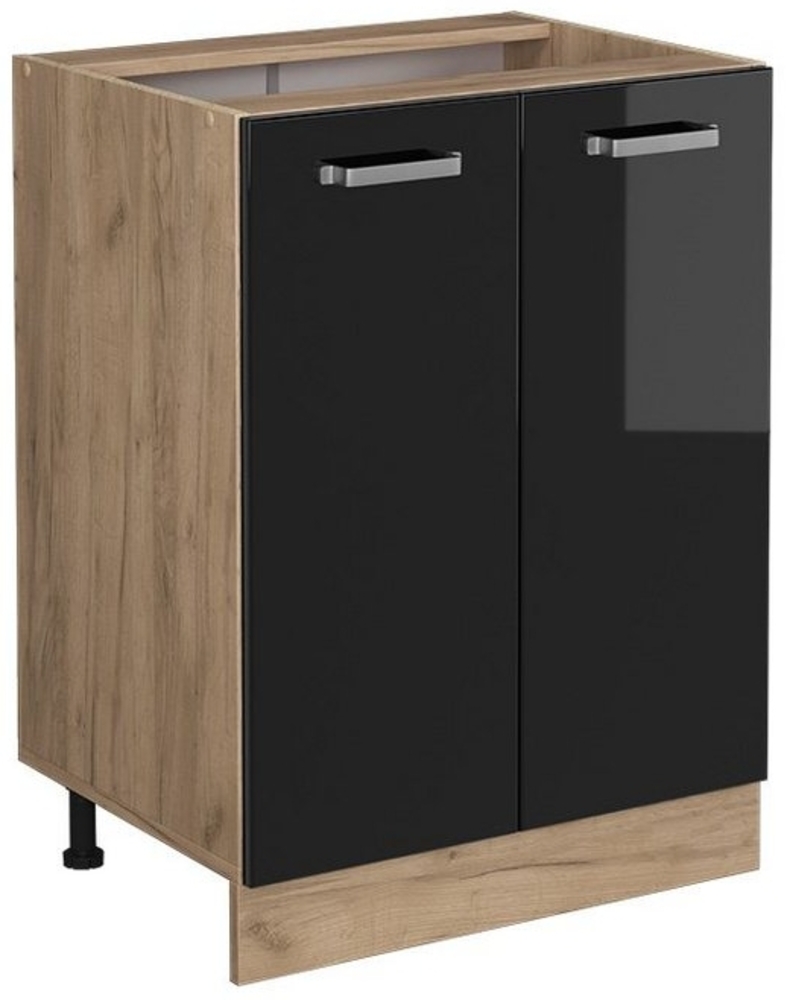 Vicco Unterschrank R-Line, Schwarz Hochglanz/Goldkraft Eiche, 60 cm ohne Arbeitsplatte Bild 1