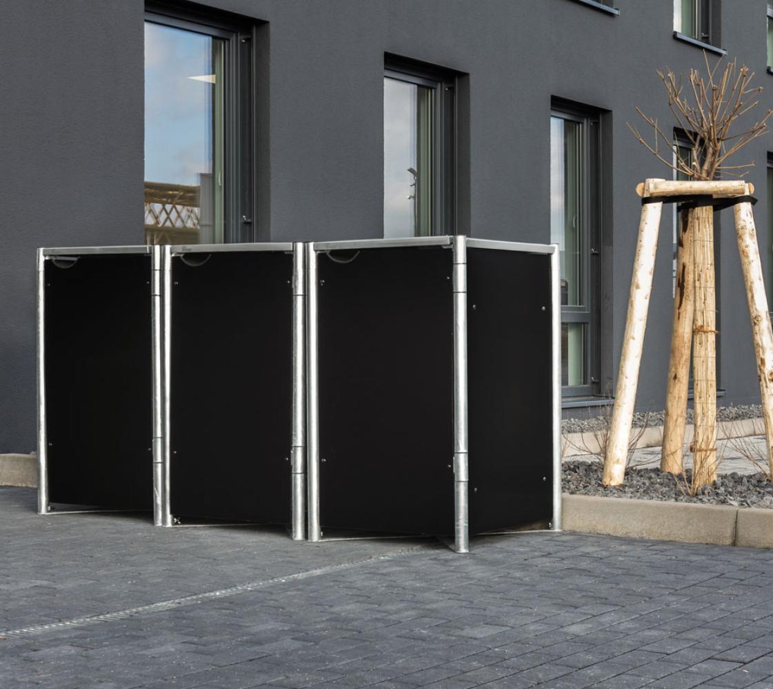 Hide Metall Mülltonnenbox für 3 Mülltonnen 240 Liter | Schwarz | 81x209x115 cm Bild 1