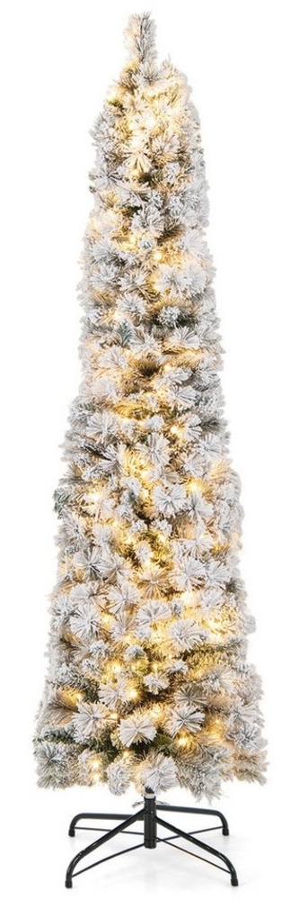 COSTWAY Künstlicher Weihnachtsbaum, 180cm schmal mit Schnee und 150 LEDs Bild 1