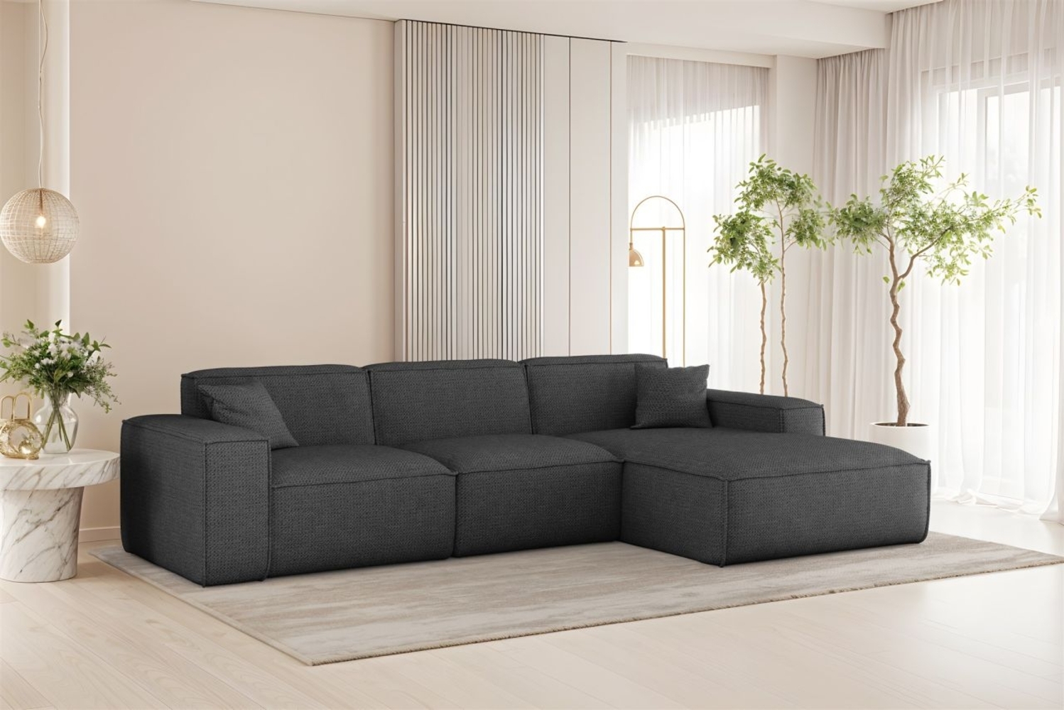 Ecksofa Designersofa CELES PREMIUM in Stoff Artico Anthrazit Ottomane Rechts Bild 1