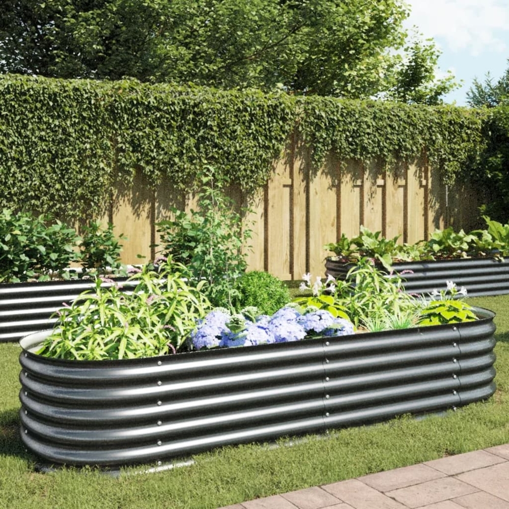 vidaXL Garten-Hochbeet 240x80x44 cm Verzinkter Stahl Grau 45528 Bild 1