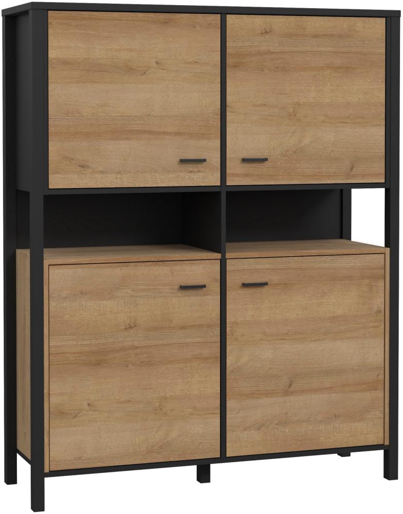 99rooms Harryson Highboard Riviera Eiche Schwarz Bild 1