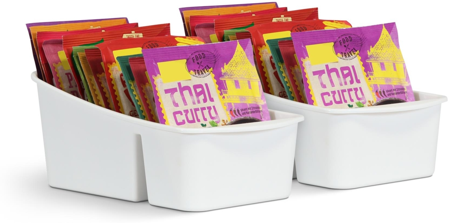 Küchen Organizer mit 3 Fächern - Aufbewahrungsbox für Tütensuppen, Gewürzmischungen uvm. Ordnungssystem für Lebensmittel Kunststoff Bild 1