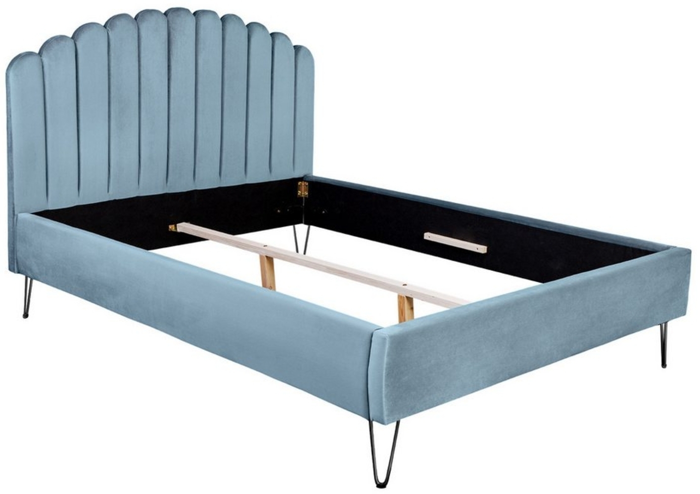 riess-ambiente Polsterbett PEARL 140x200cm aquamarin / schwarz (Einzelartikel, 1-tlg), Schlafzimmer · Samt · Muschel · Design Bild 1