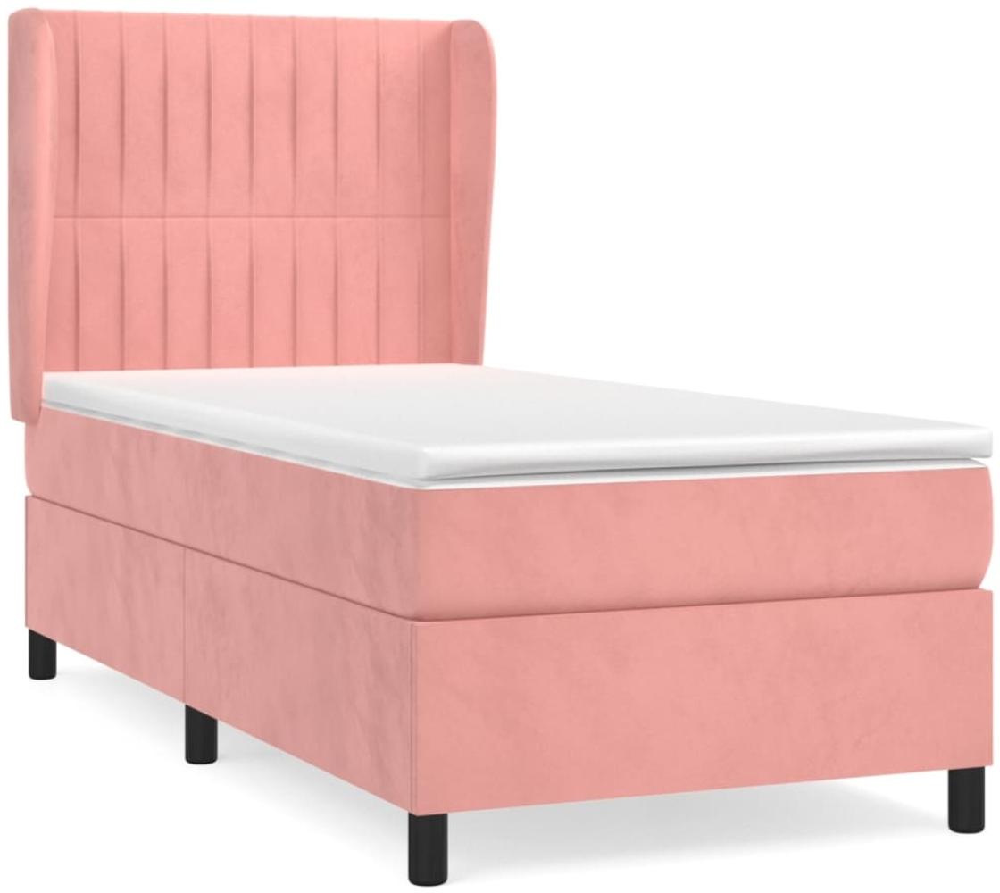 vidaXL Boxspringbett mit Matratze Rosa 100x200 cm Samt 3129320 Bild 1