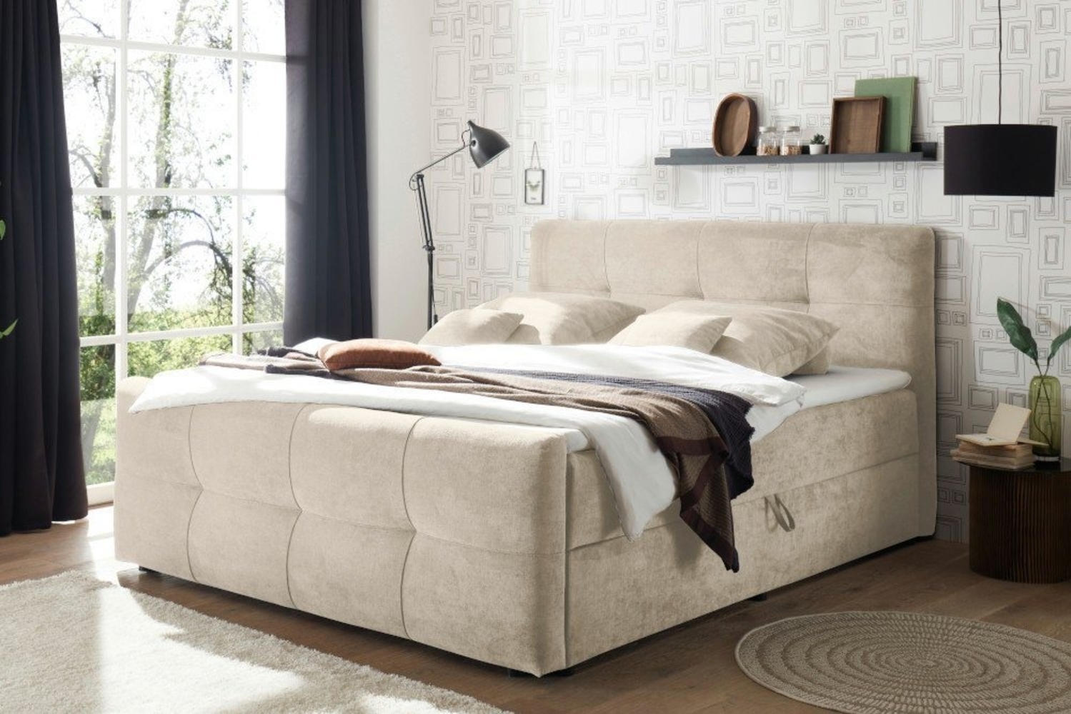 riess-ambiente Boxspringbett TOULOUSE 180x200cm beige (Einzelartikel, 1-St), Polster · mit Bettkasten · Modern Design Bild 1