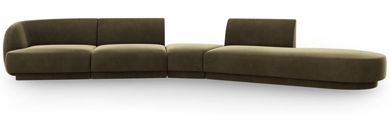 Micadoni Modulares Sofa Miley 5-Sitzer Rechts Samtstoff Grün Bild 1