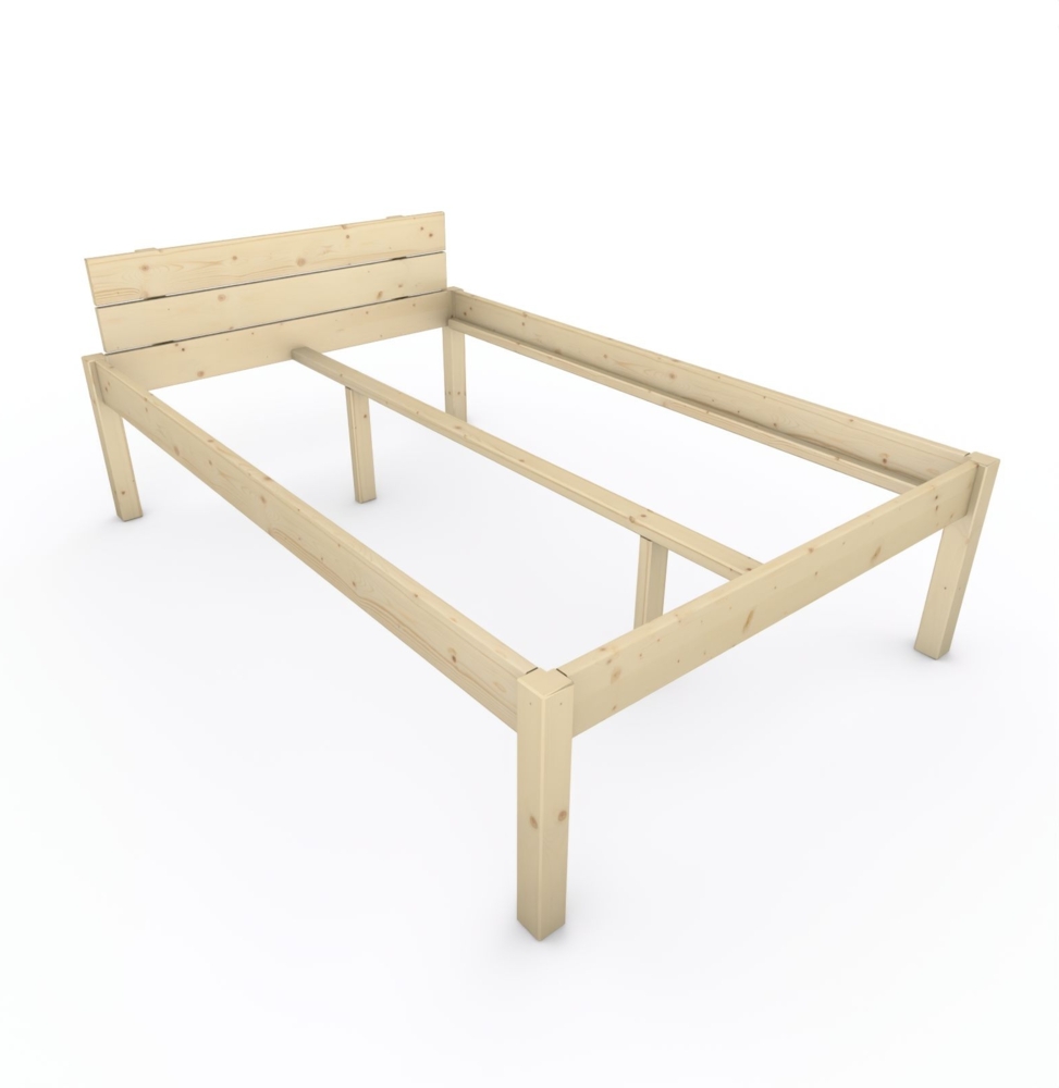 Pfostenbett "metallarm" Fichte Holzbett "Daybett" 140 x 220cm 58cm Doppelbett Bild 1