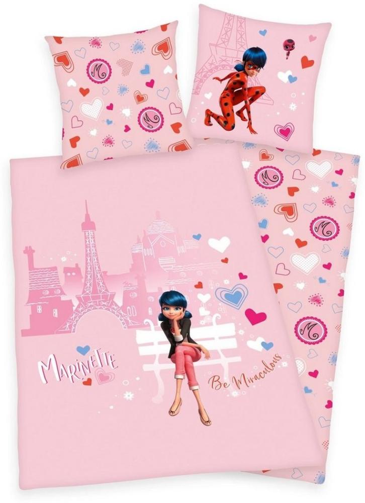 Herding Kinderbettwäsche Mädchen Flanell Bettwäsche Miraculous Ladybug Love Paris rosa Biber Bild 1