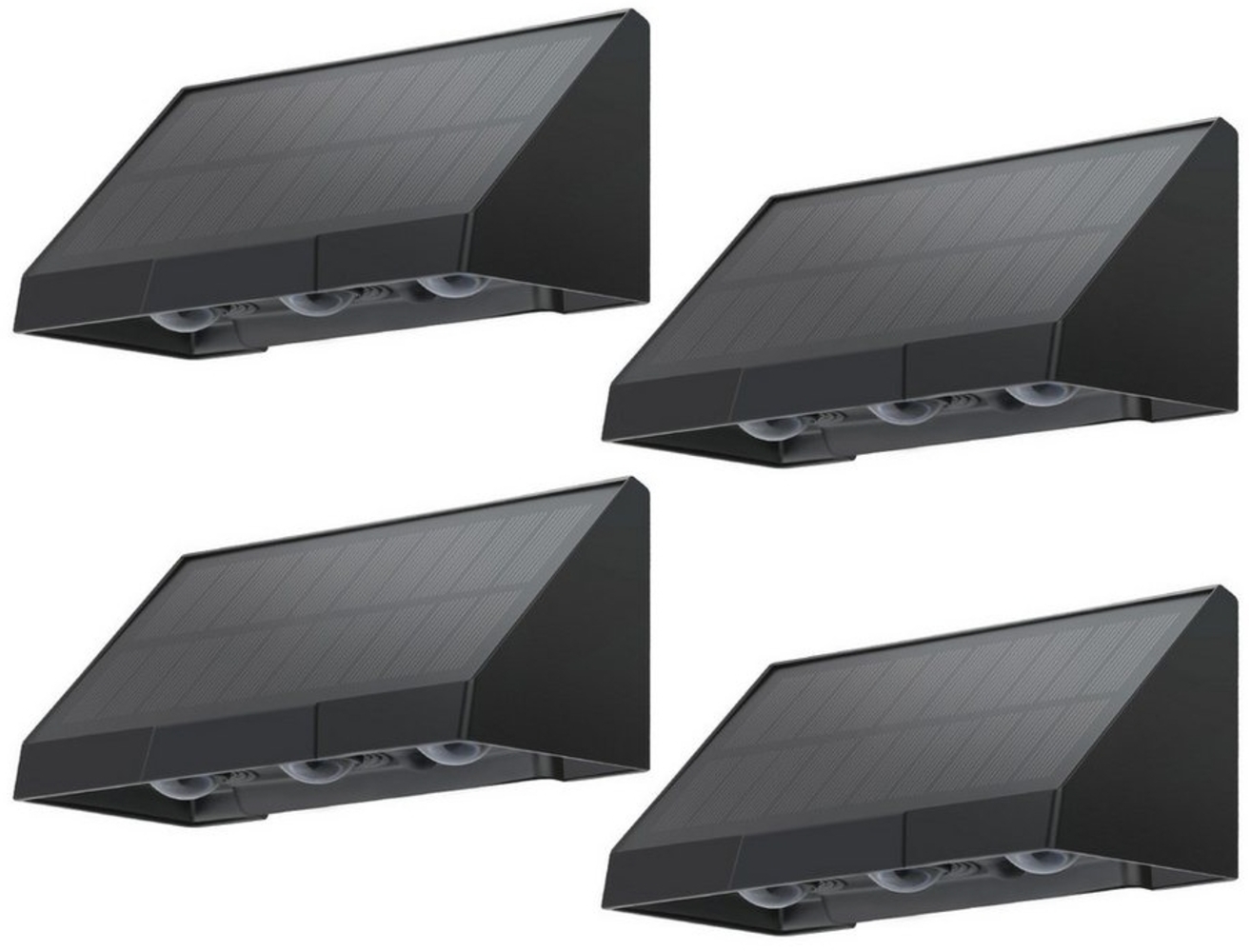 ZMH Außen-Wandleuchte 1/2/4ER Wandlampe solar 3000K 2 Modi Solarwandleuchten für Außen, LED fest integriert, 3000K Warmweiß, LED Außenwandleuchten Solarleuchte 1800mAh Wandlampe Bild 1