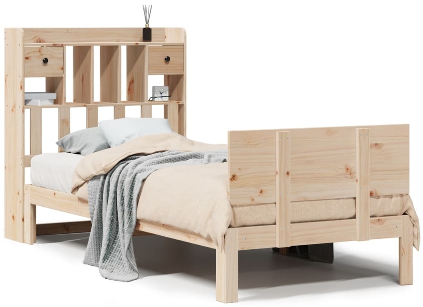 vidaXL Bücherregalbett ohne Matratze 75x190 cm Massivholz Kiefer 3322676 Bild 1