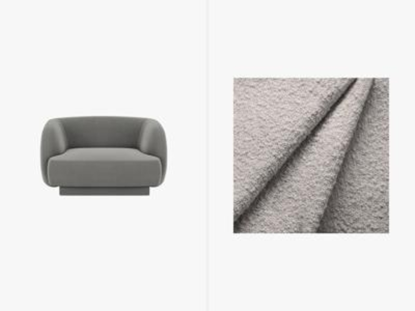 Micadoni Sessel Miley 1-Sitzer Boucle Hellgrau Kunststoff schwarz Bild 1
