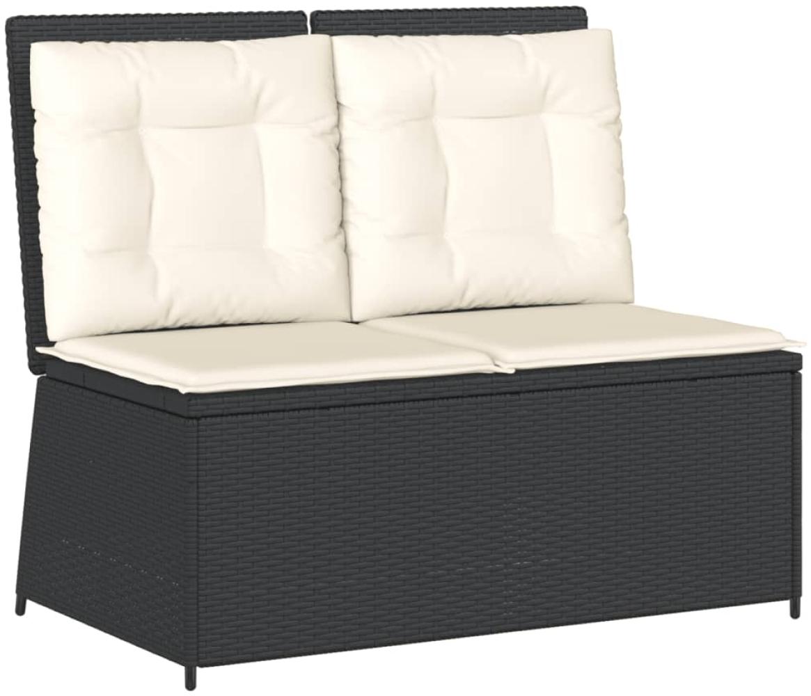 vidaXL Gartenbank Verstellbar mit Kissen Schwarz Poly Rattan 368964 Bild 1