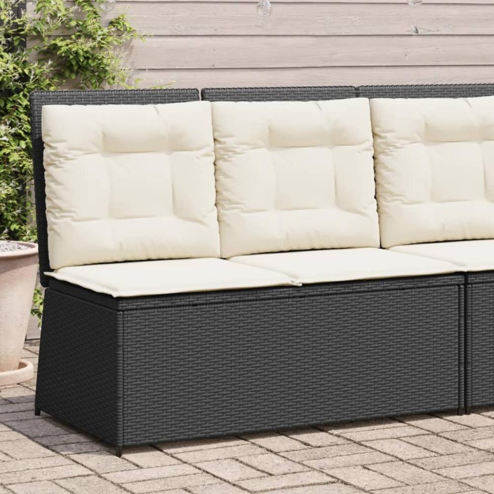 vidaXL Gartenbank Verstellbar mit Kissen Schwarz Poly Rattan 368964 Bild 1