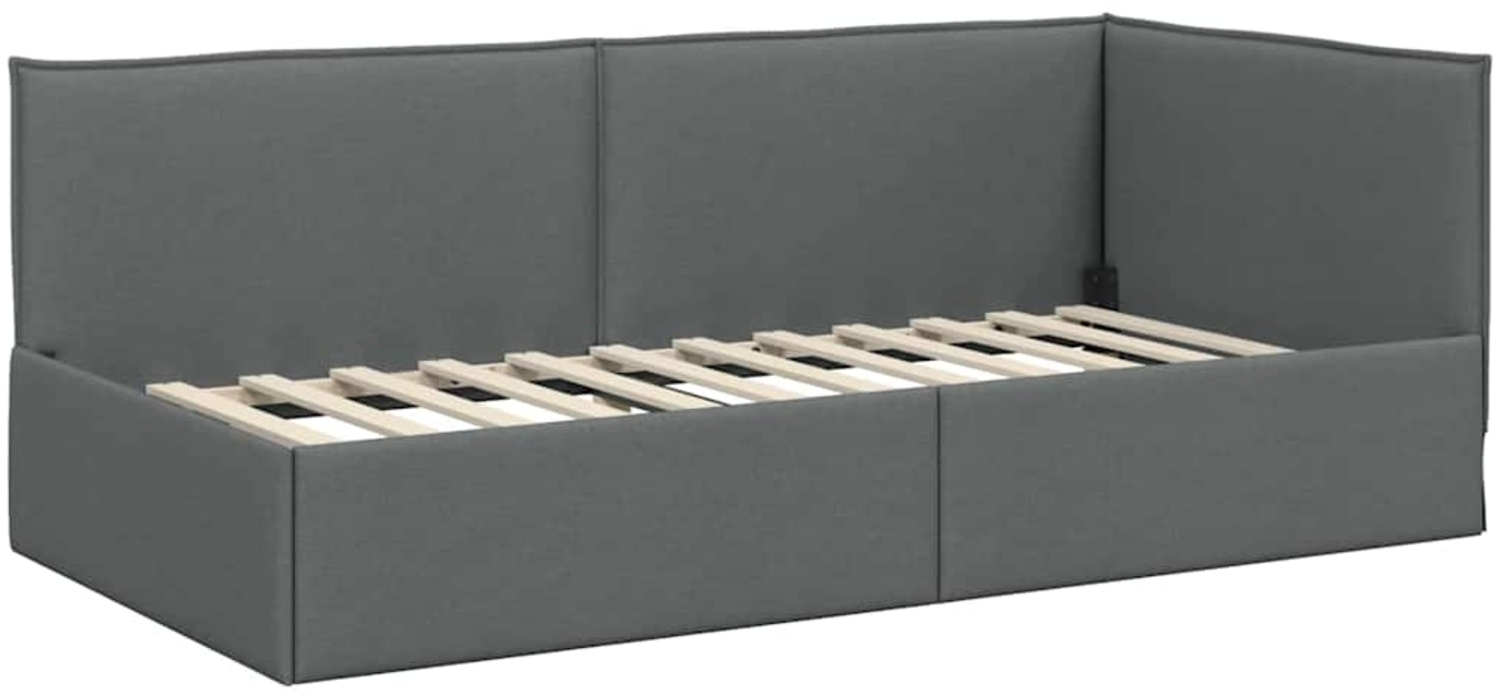 vidaXL Eckbettgestell mit Kopfteil Dunkelgrau 100 cm x 200 cm Stoff 42016456 Bild 1