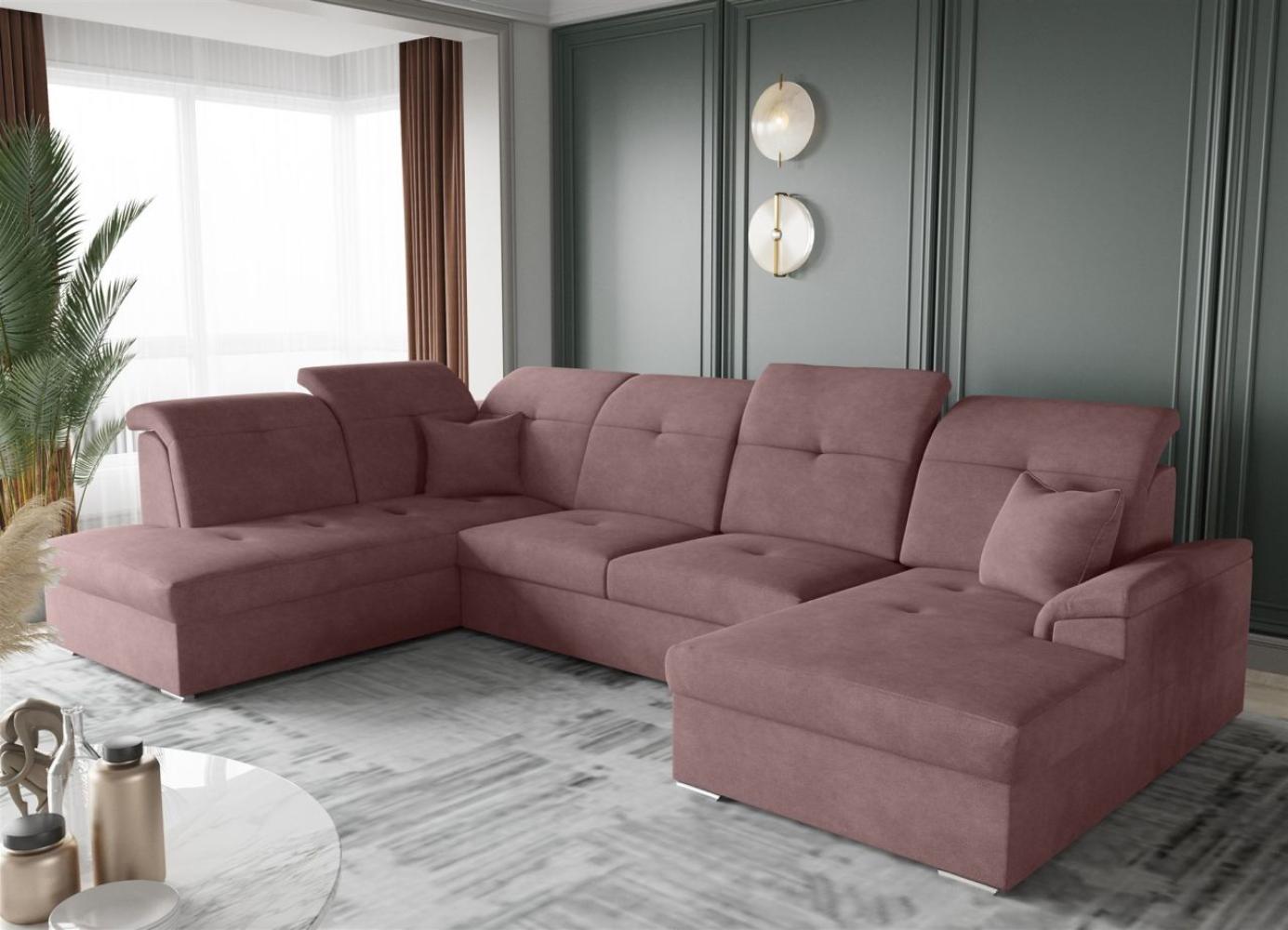 Wohnlandschaft Schlafsofa FREJA Stoff Brooklyn Altrosa Langer Schenkel Links Bild 1