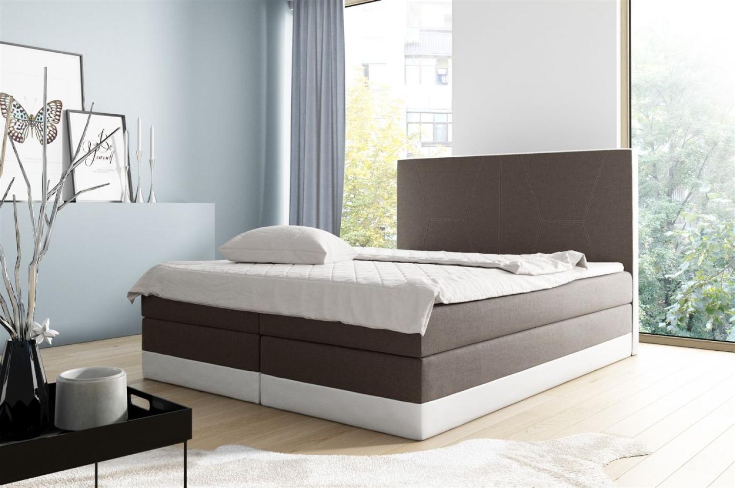 Boxspringbett VELARO 160x200 cm Braun -Weiss Bild 1