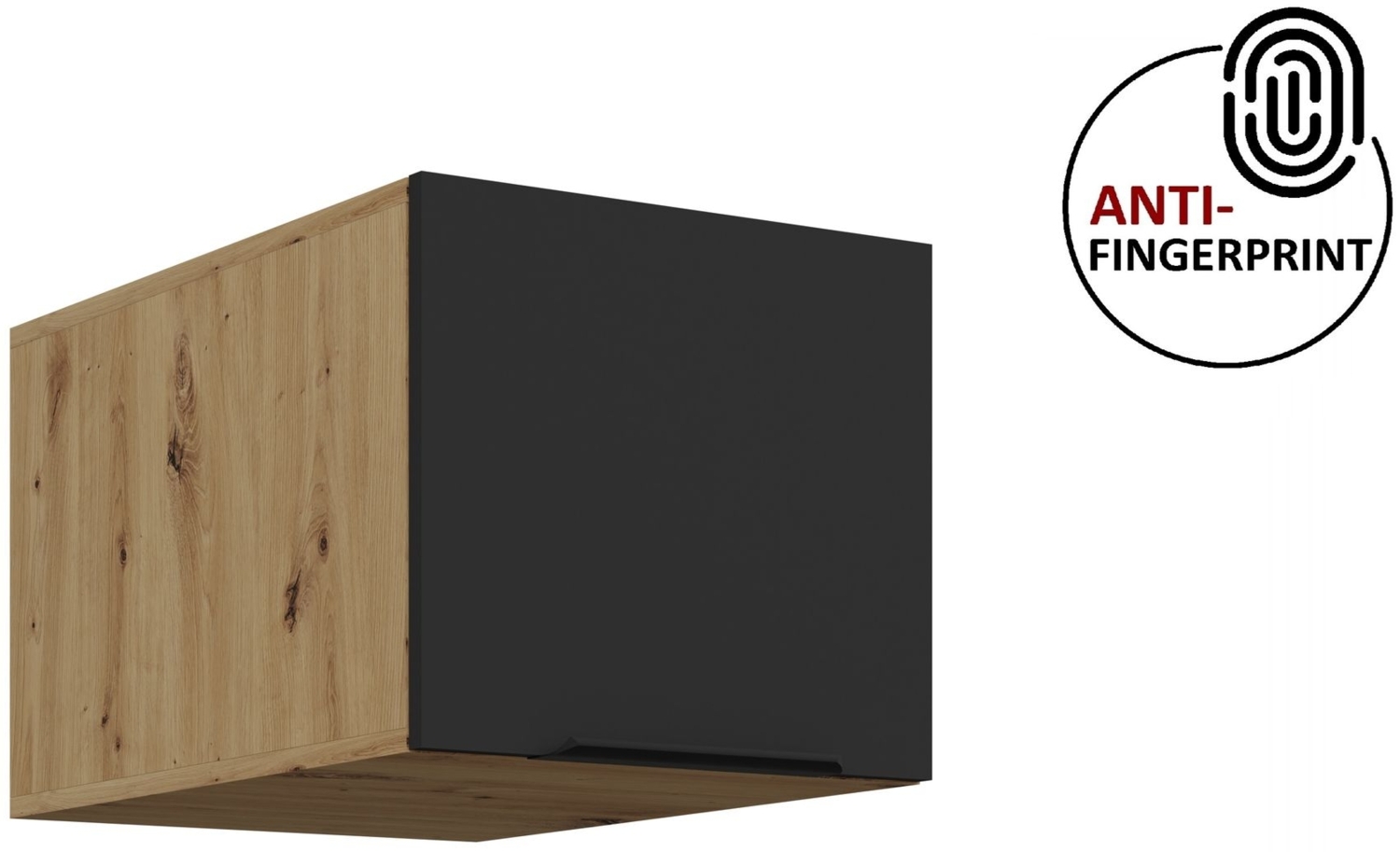 Küchen Aufsatzschrank 40 cm ARIA Schwarz ultra matt + Eiche Artisan matt, hochwertige Fronten mit Anti Fingerprint Beschichtung Küchenzeile Küchenblock Bild 1