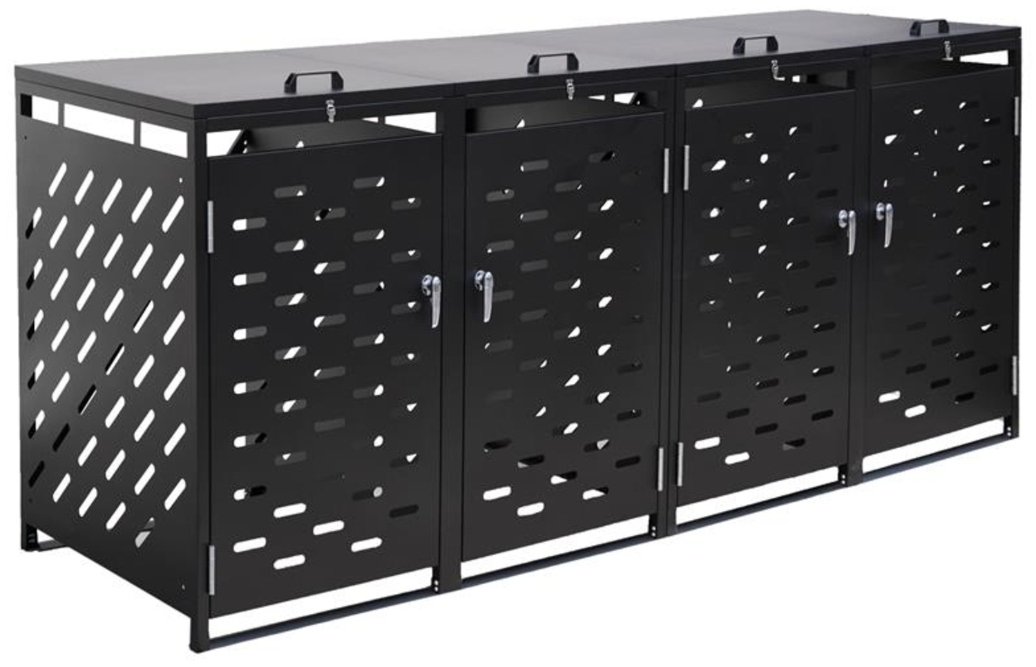 Mülltonnenbox Müllbox Mülltonnenverkleidung 4 Türen Box Anthrazit mit Deckel Bild 1