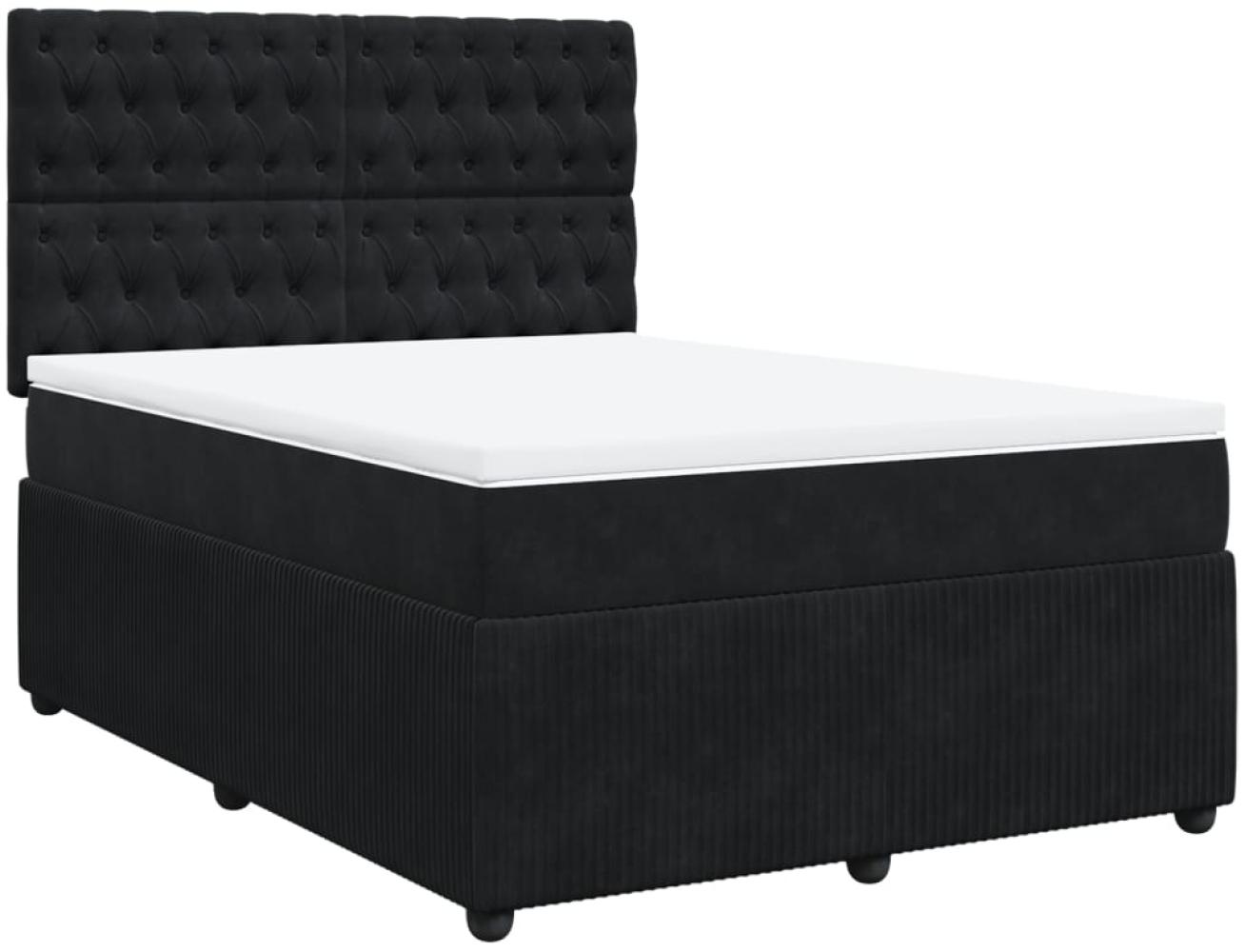 vidaXL Boxspringbett mit Matratze Schwarz 140x200 cm Samt 3292366 Bild 1