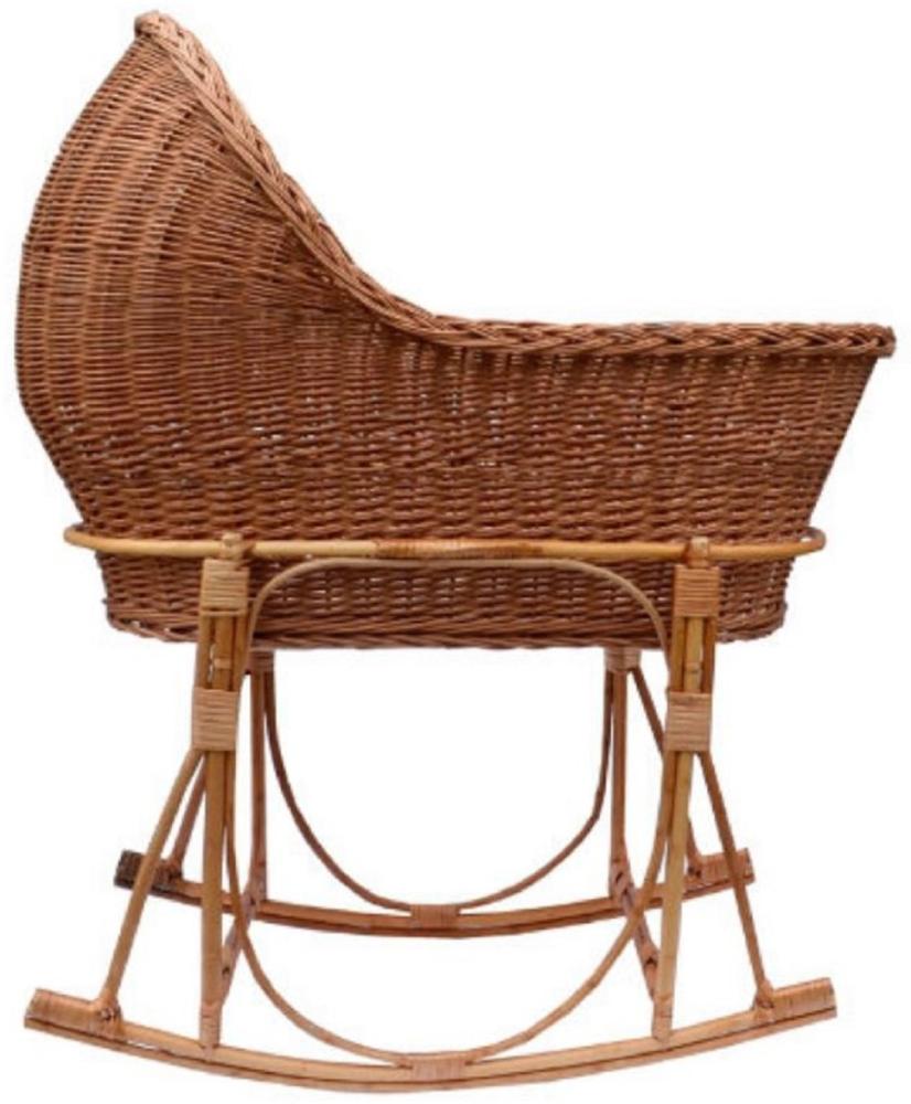 Casa Padrino Luxus Schaukel Babybett Braun / Naturfarben 90 x 50 x H. 65 cm - Handgefertigtes Rattan Baby Schaukelbett - Rattan Möbel - Baby Möbel - Luxus Möbel Bild 1