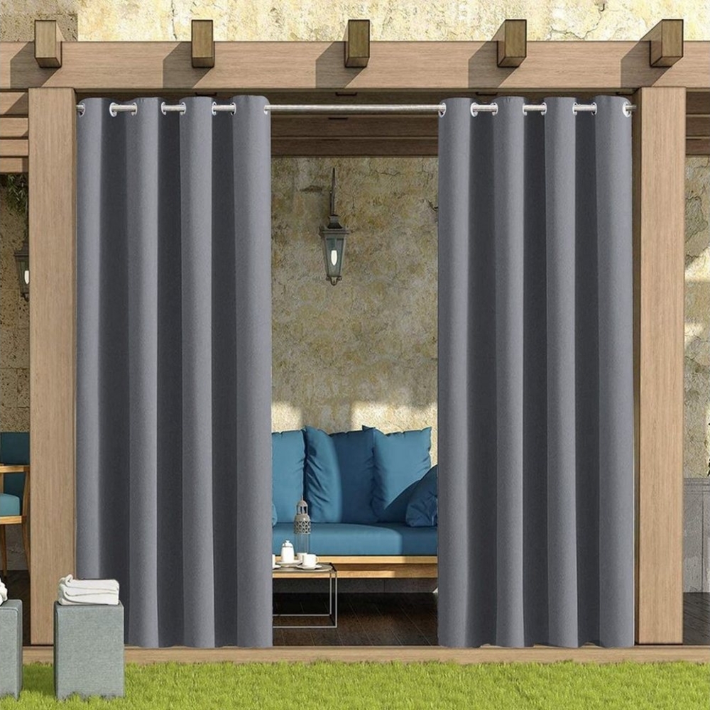 Qelus Outdoorvorhang Wasserdicht Outdoor Blickdicht Vorhang Gardinen mit ösen, (2 St), für Pavillon Garten Balkon Terrasse Bild 1
