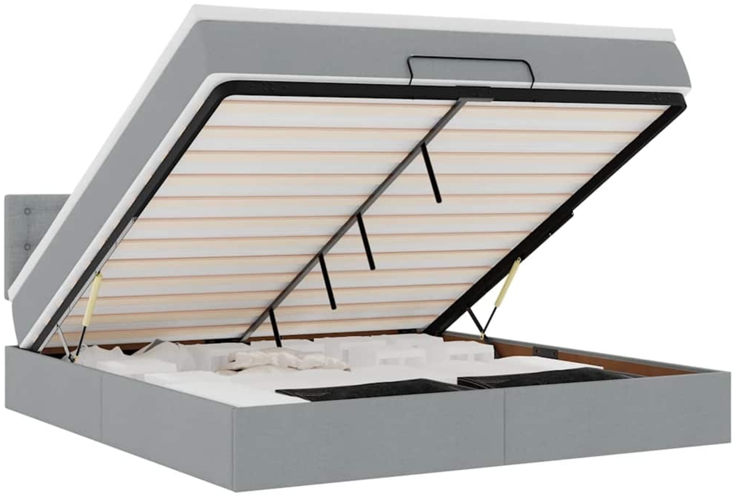 vidaXL Ottoman-Bett mit Matratze Hellgrau 160x200 cm Stoff 3311636 Bild 1