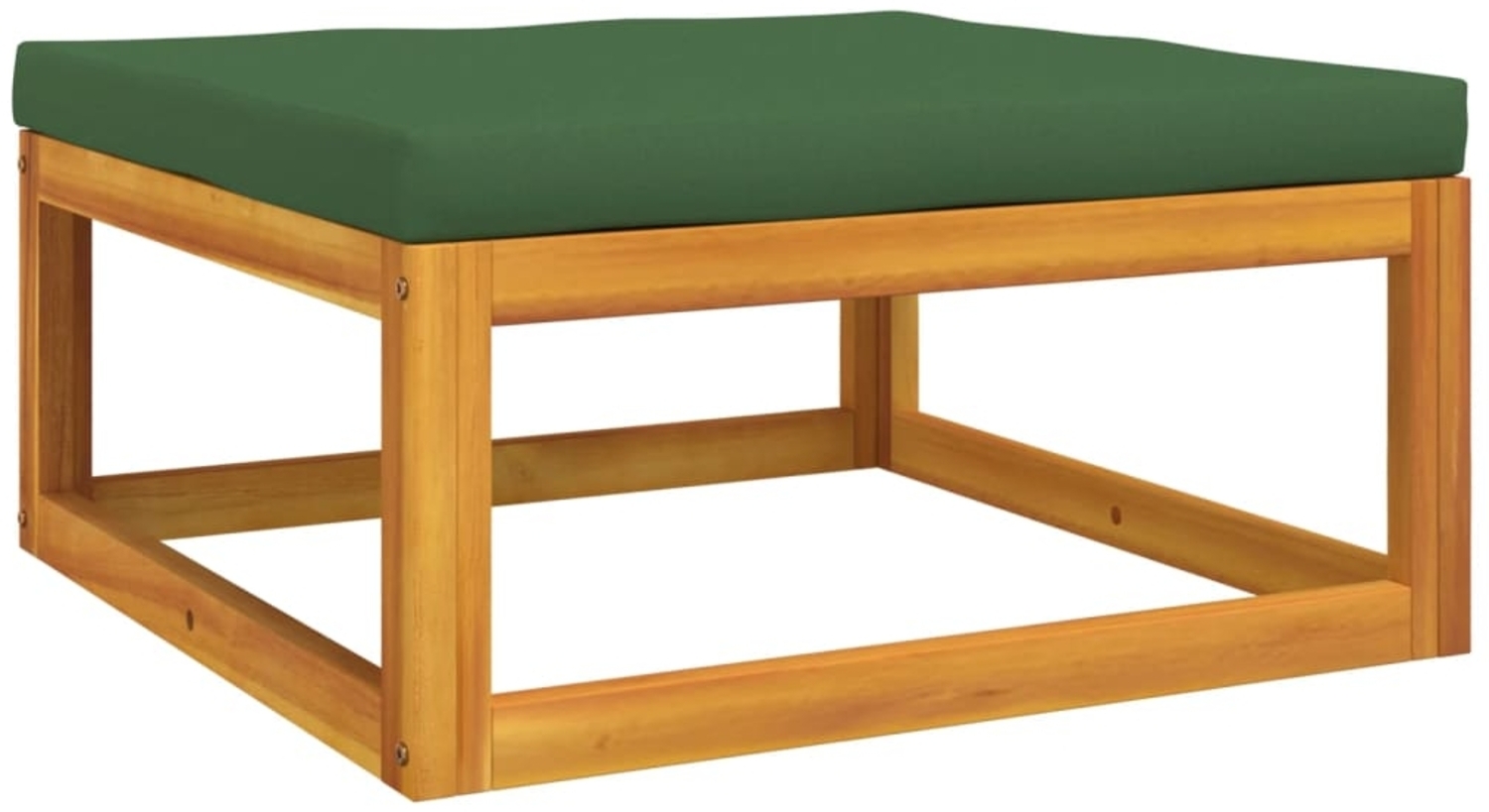 vidaXL Gartenhocker mit Grünem Kissen Massivholz Akazie 360022 Bild 1