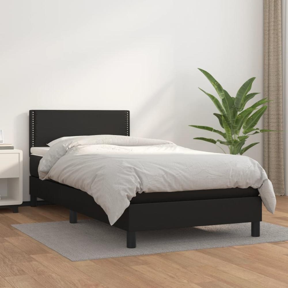 vidaXL Boxspringbett mit Matratze Schwarz 90x200 cm Kunstleder 3141041 Bild 1