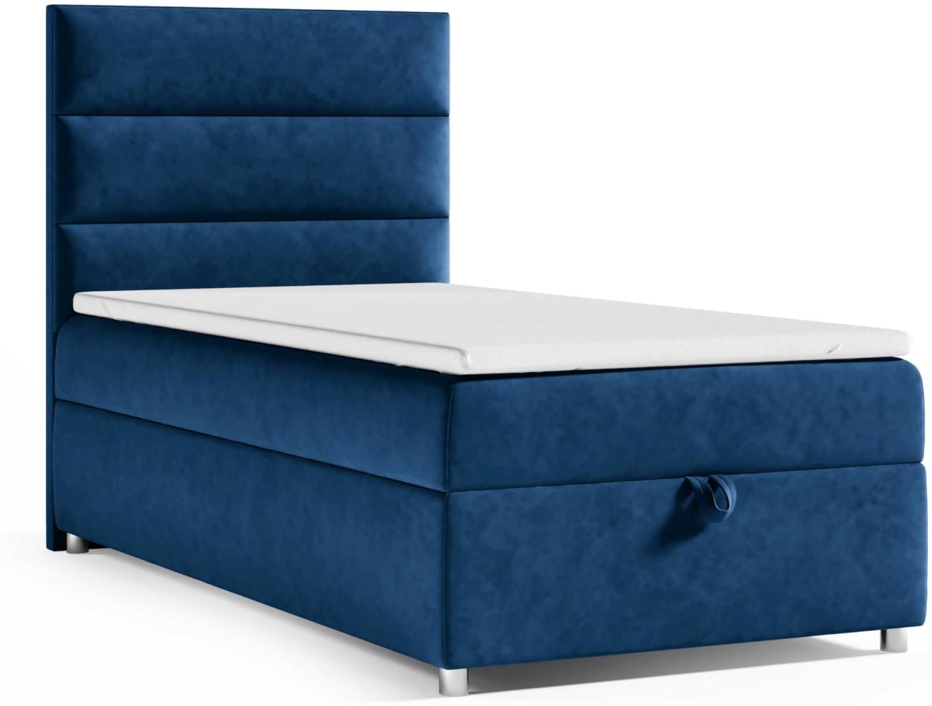 Best for Home Boxspringbett K4 SINGLE mit Bettkasten (Blau 80x200) Bild 1