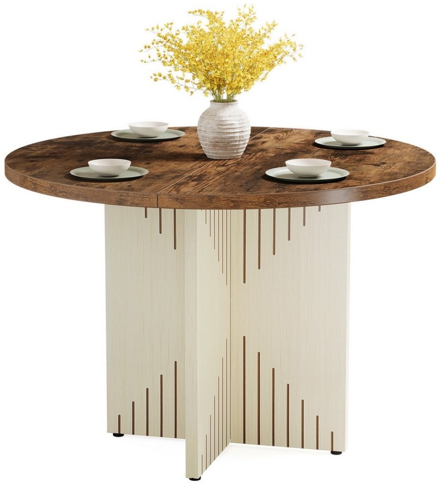 Tribesigns Esstisch Runder Esstisch für 4 Personen, Allholz-Esszimmertisch, Küchentisch Bild 1