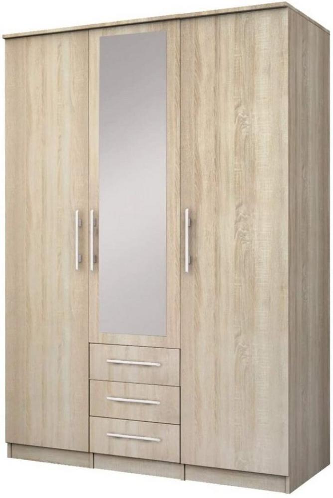 MOEBLO Drehtürenschrank RUTH 3D (mit Spiegel und Schubladen, Kleiderschrank 3-türig Schrank Garderobe Schlafzimmer) (BxHxT):150x210x64cm Bild 1