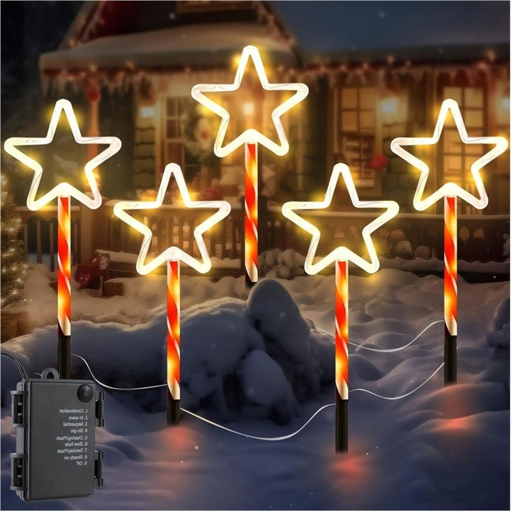 QUBEBU LED-Lichterkette LED Garten Leuchtstecker - Weihnachts Winter Deko beleuchtet Terrasse, LED fest integriert, Weihnachten Gartenlampe für Rasen, Garten Bild 1