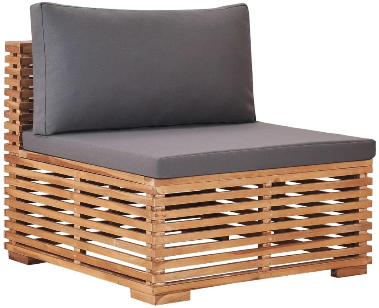 vidaXL Garten-Mittelsofa mit Grauer Auflage Massivholz Teak 49377 Bild 1