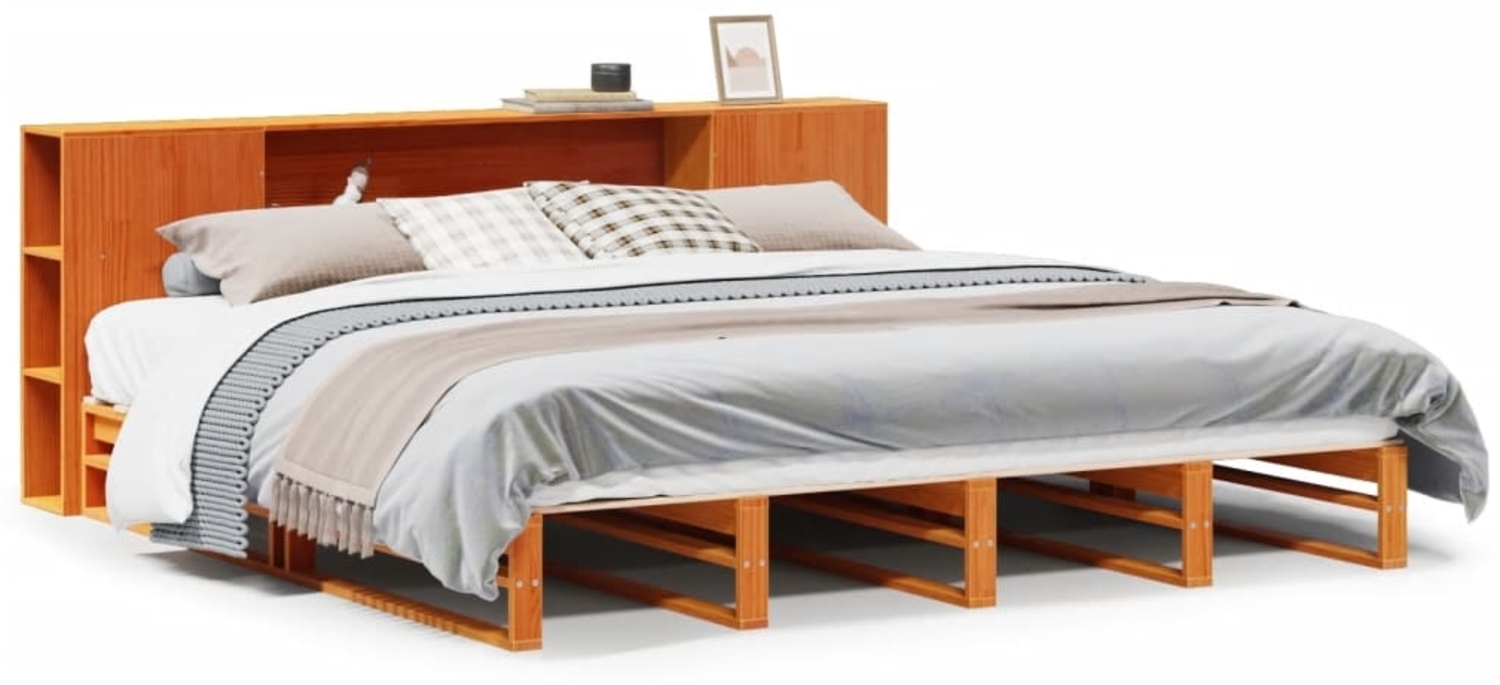 vidaXL Massivholzbett ohne Matratze Wachsbraun 200x200 Massivholz 3323889 Bild 1