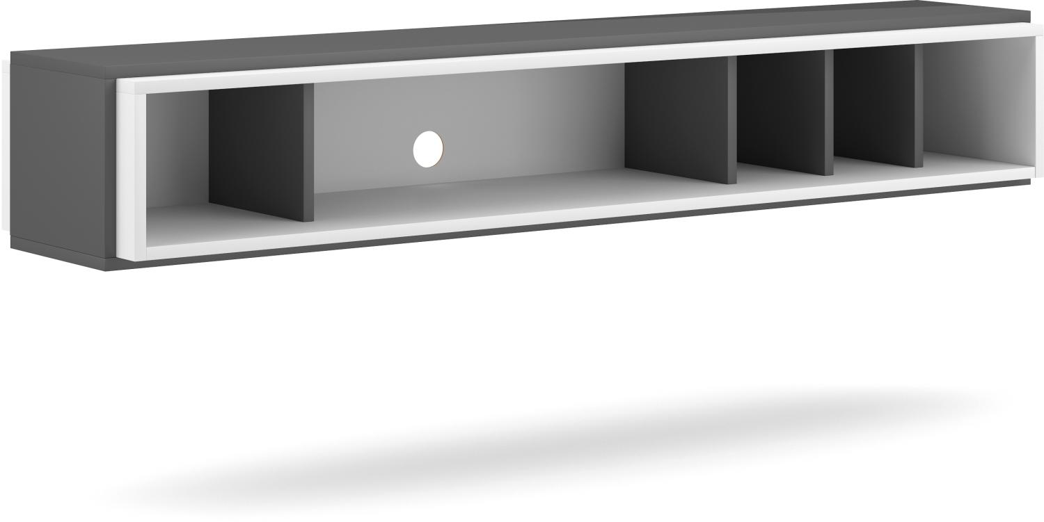 Domando Lowboard Brescia Modern für Wohnzimmer Breite 154cm, in außergewöhnlichem Design, Weiß Matt und Anthrazit Matt Bild 1
