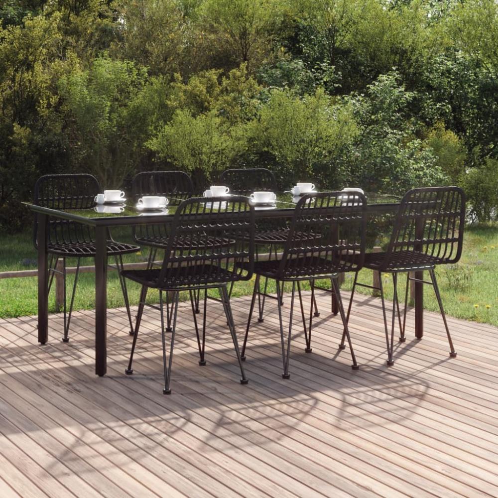 vidaXL 7-tlg. Garten-Essgruppe Schwarz Poly Rattan 3157899 Bild 1
