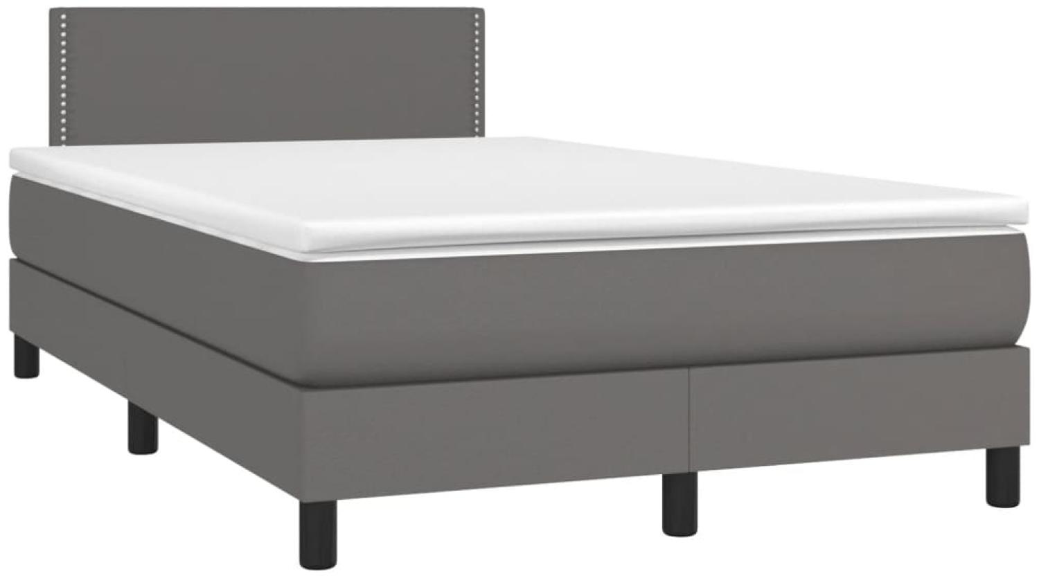 vidaXL Boxspringbett mit Matratze & LED Grau 120x190 cm Kunstleder 3270133 Bild 1