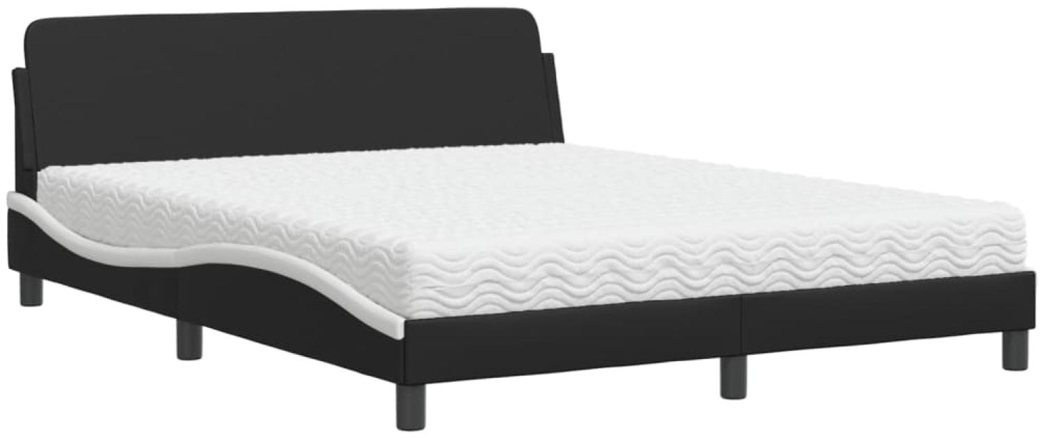 vidaXL Bett mit Matratze "Dover" Schwarz und Weiß 160x200 cm Kunstleder 3208442 Bild 1