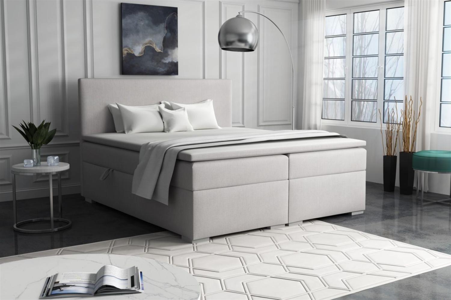 Boxspringbett Schlafzimmerbett SOREL 160x200cm Stoff Soro Hellgrau Bild 1