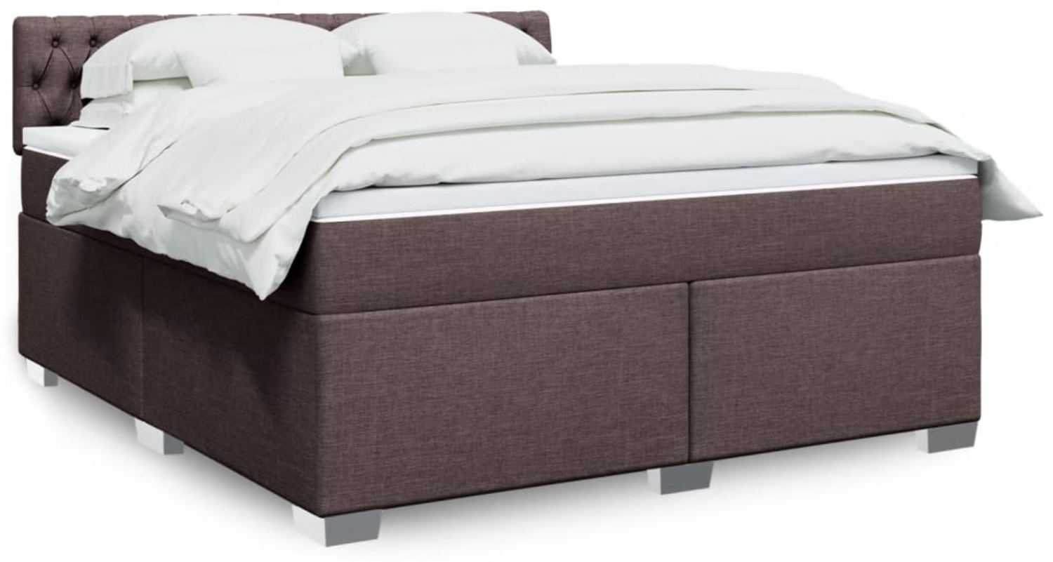 vidaXL Boxspringbett mit Matratze Dunkelbraun 180x200 cm Stoff 3285977 Bild 1