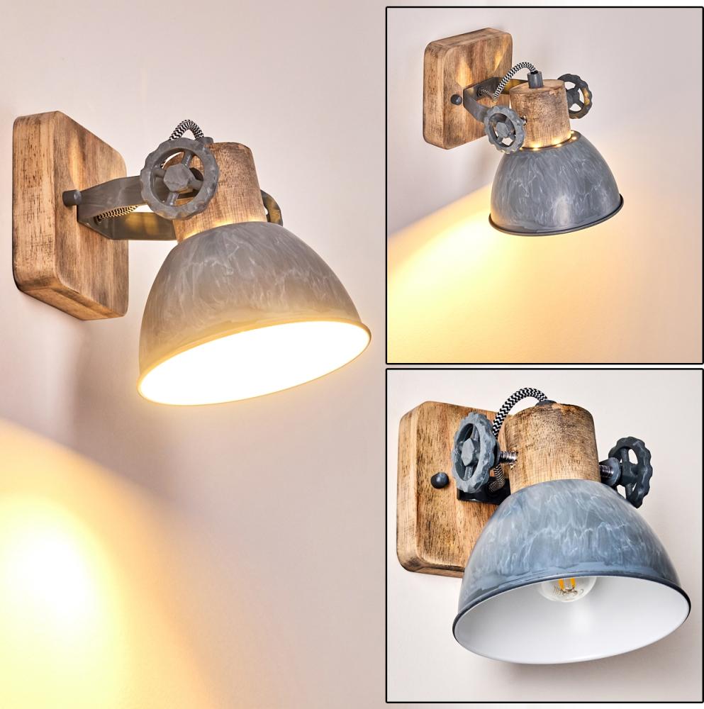 hofstein Wandleuchte »Cotes« Wandspot im Retro/Vintage Design, ohne Leuchtmittel, verstellbare Wandlampe aus Metall/Holz in Grau/Weiß/Braun, 1xE27 Bild 1