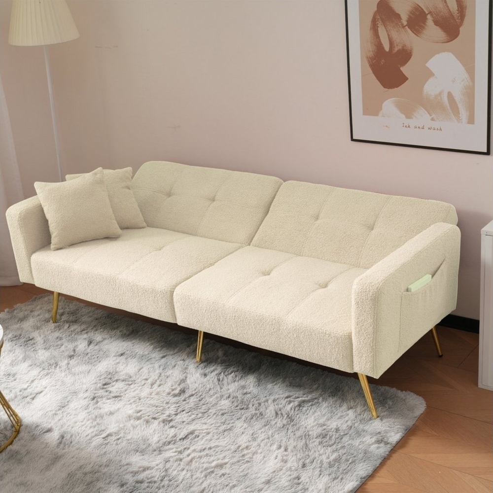 Ulife Schlafsofa mit Winkel, goldenen Beinen, Kissen und seitlichen Taschen, 1 Teile, 175*64*72cm Bild 1