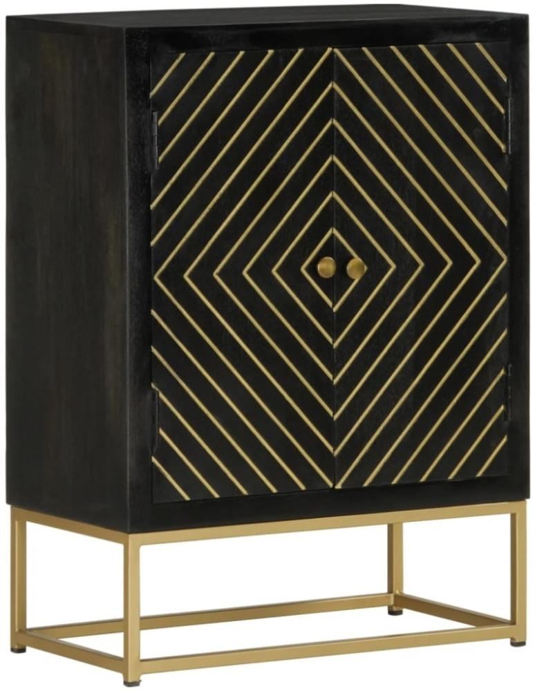 vidaXL Sideboard mit 2 Türen Schwarz Gold 55x30x75 cm Massivholz Mango 352042 Bild 1